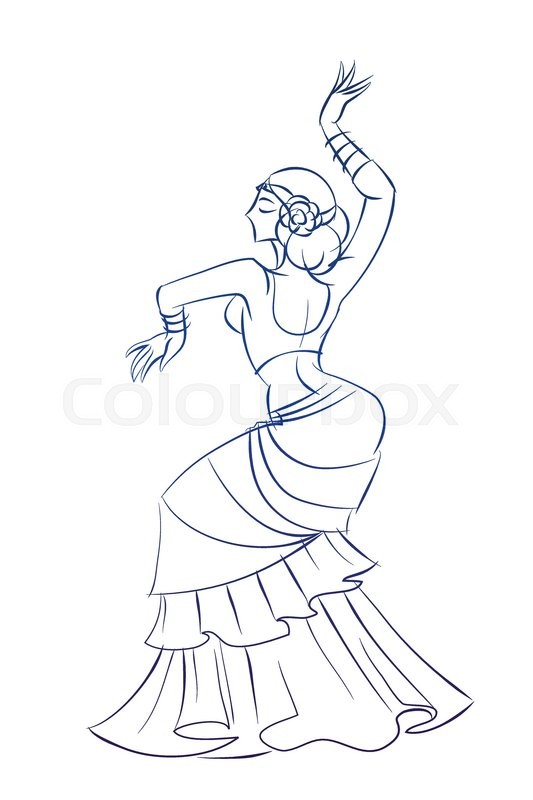 533x800 Gesture Sketch Line Drawing Of Belly Dancing Woman Stock Vector