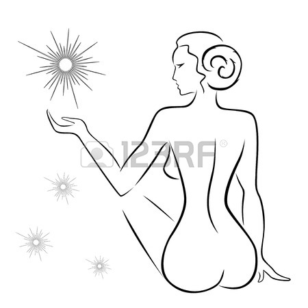 450x450 29430614 Abstract Outline Of A Sexy Woman Sitting Back With Stars