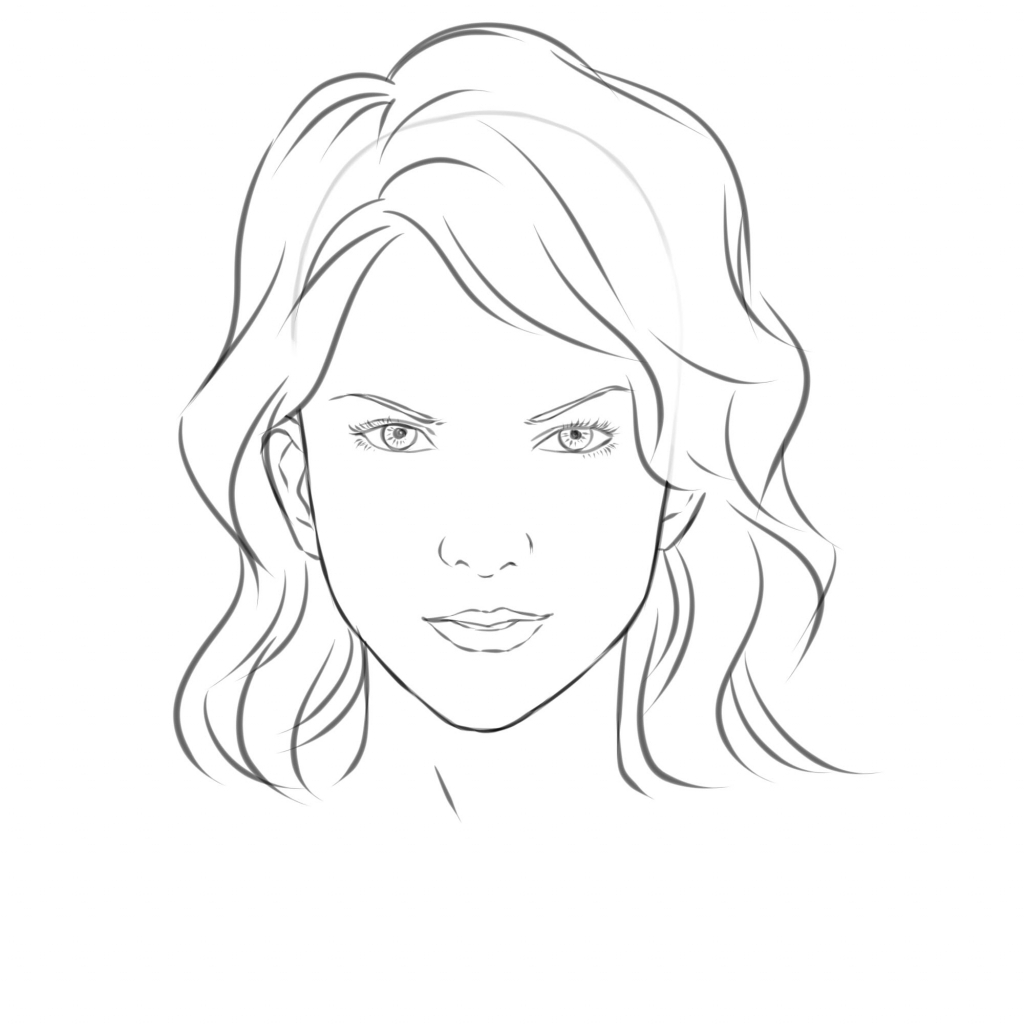 1024x1024 Outlines Draw In Face Face Drawing Outline Woman Face Drawing