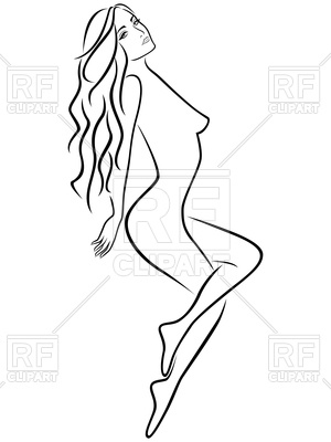 300x400 Abstract Outline Of Young Beautiful Woman Royalty Free Vector Clip