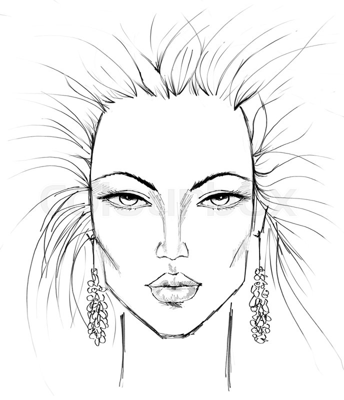 688x800 Rather Careless Sketch Of A Female Face Which Can Be A Perfect