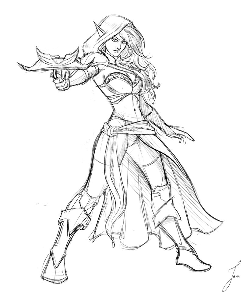 821x972 Commission Elf Woman Sketch By Iara Art