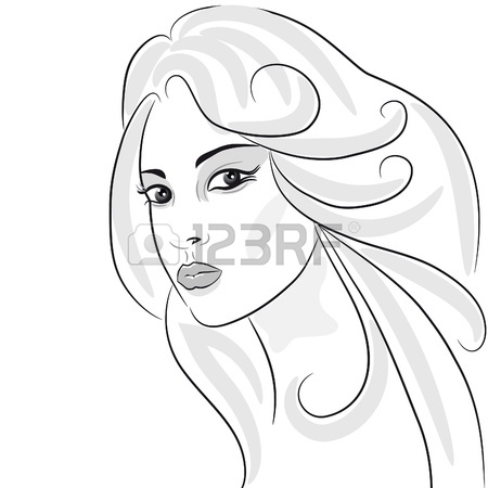 450x450 Sexy Vector Woman Silhouette Hand. Profile Pretty Girl Hair