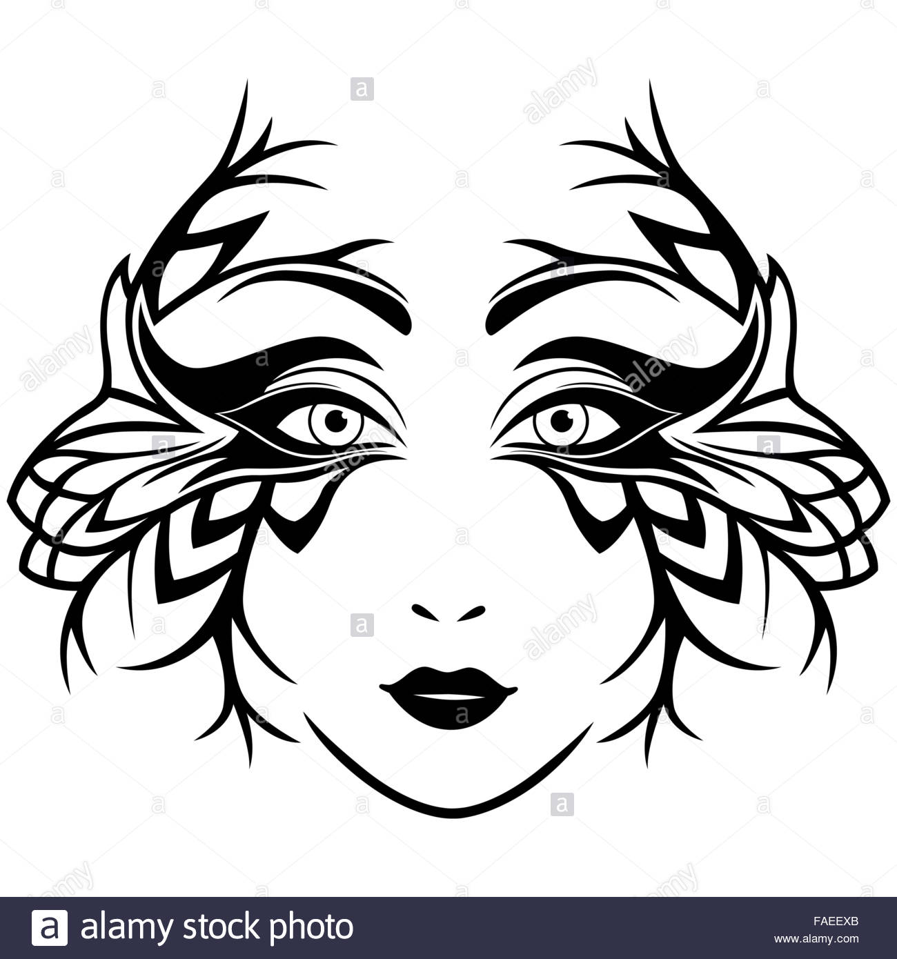 1300x1390 Abstract Black And White Female Face With Ornate Stylized Mask