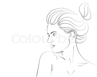 320x256 Woman Face Profile. Female Head Silhouette. Hairstyle Long Hair