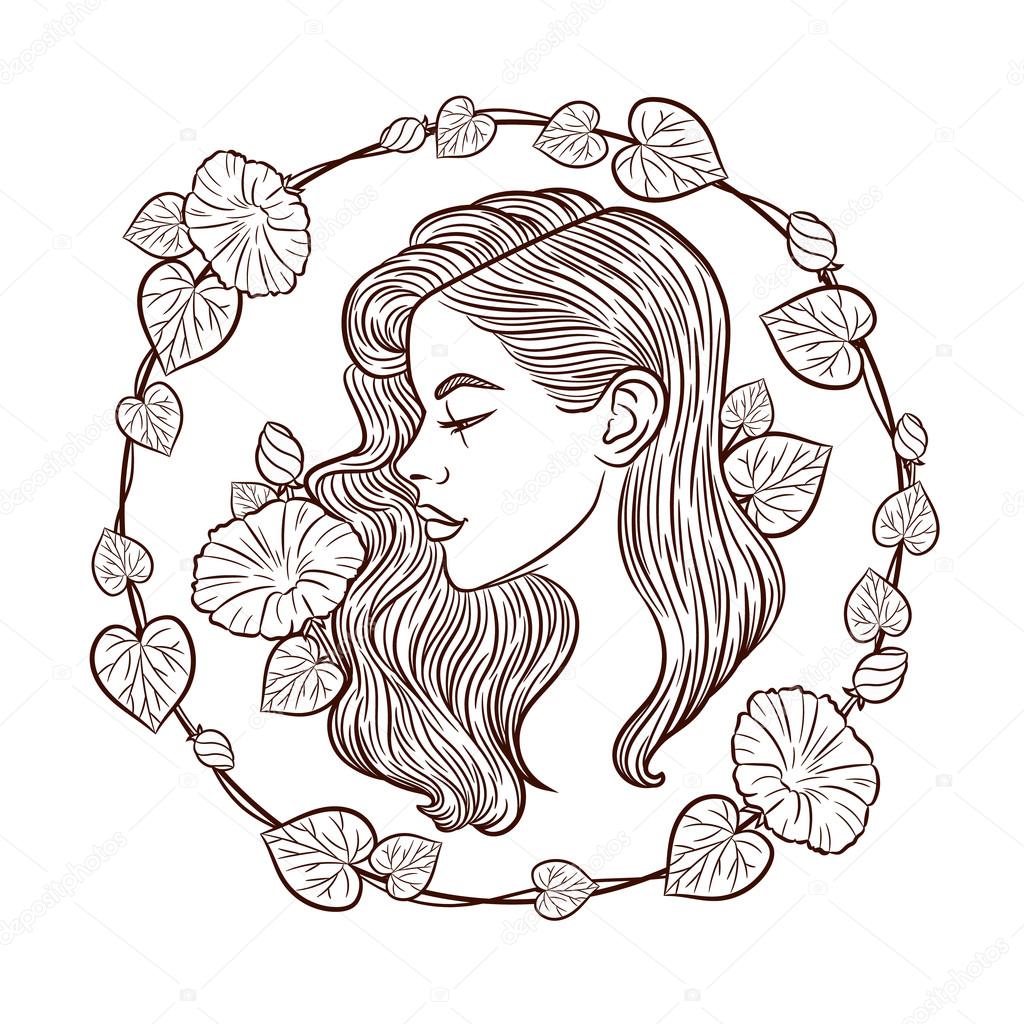 1024x1024 The Girl's Face Profile Vector Logo Girl. The Girl's Face