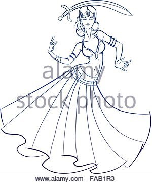 300x363 Belly Dancer Figure Gesture Sketch Line Drawing Stock Vector Art