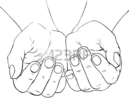 450x386 Hand Drawn Illustration Of Cupped Female Hands Royalty Free