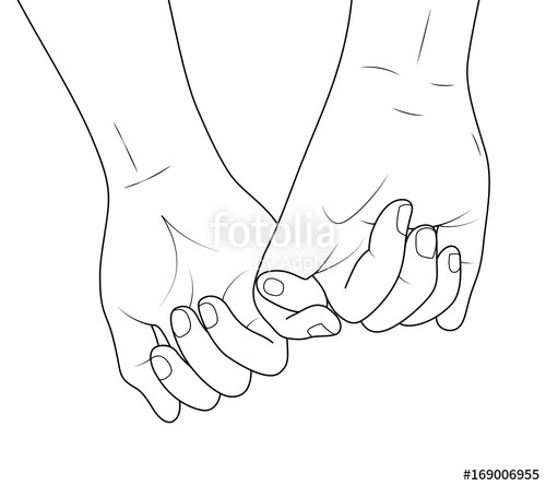 500x445 Holding Hands Outline. Vector Illustration Doodles Hand Drawn
