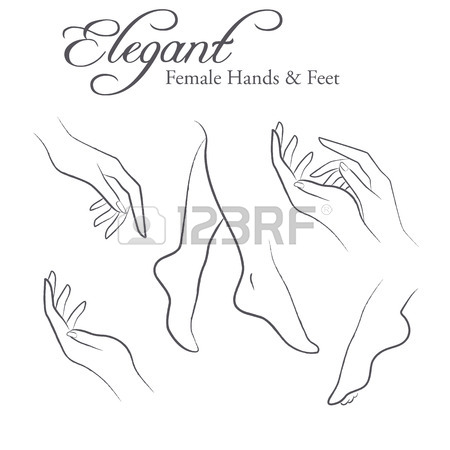 450x450 Set Of Elegant Silhouettes In A Linear Sketch Style (Female Hands