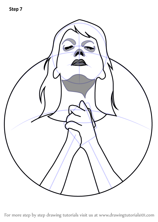 600x846 Learn How To Draw Woman Praying (Other People) Step By Step