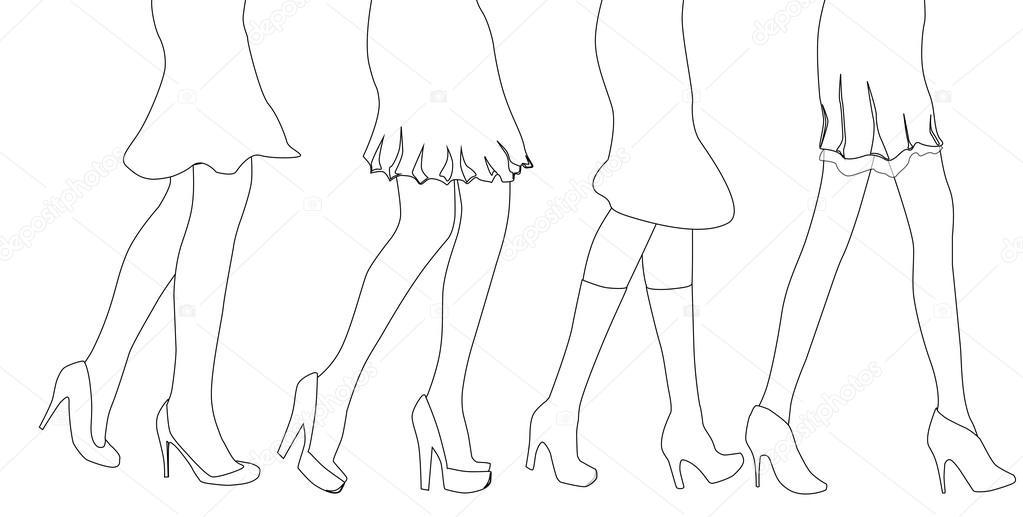 1023x517 Female Leg Sketch Stock Vector Bigalbaloo