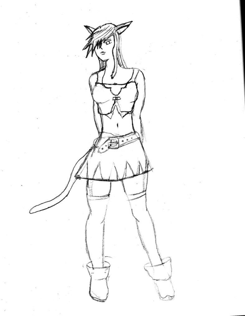 787x1016 Miqo'Te Female Sketch By Slanted Shogun