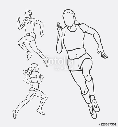 462x500 Running Male And Female Sport Hand Drawing. Good Use For Symbol