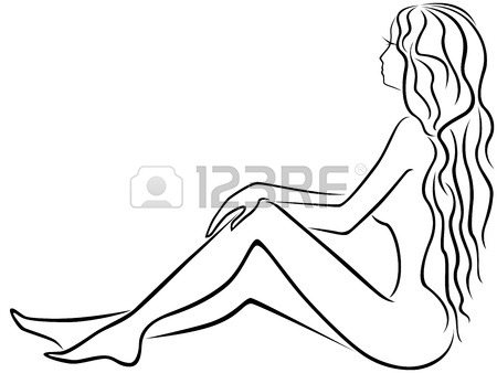 450x338 Abstract Graceful Female Legs, Hand Drawing Vector Outline Royalty