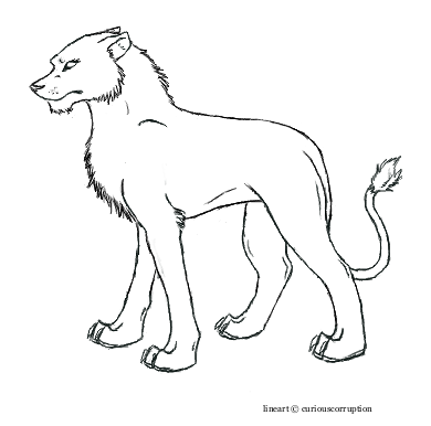 390x386 Female Lion Line Art By Curiouscorruption