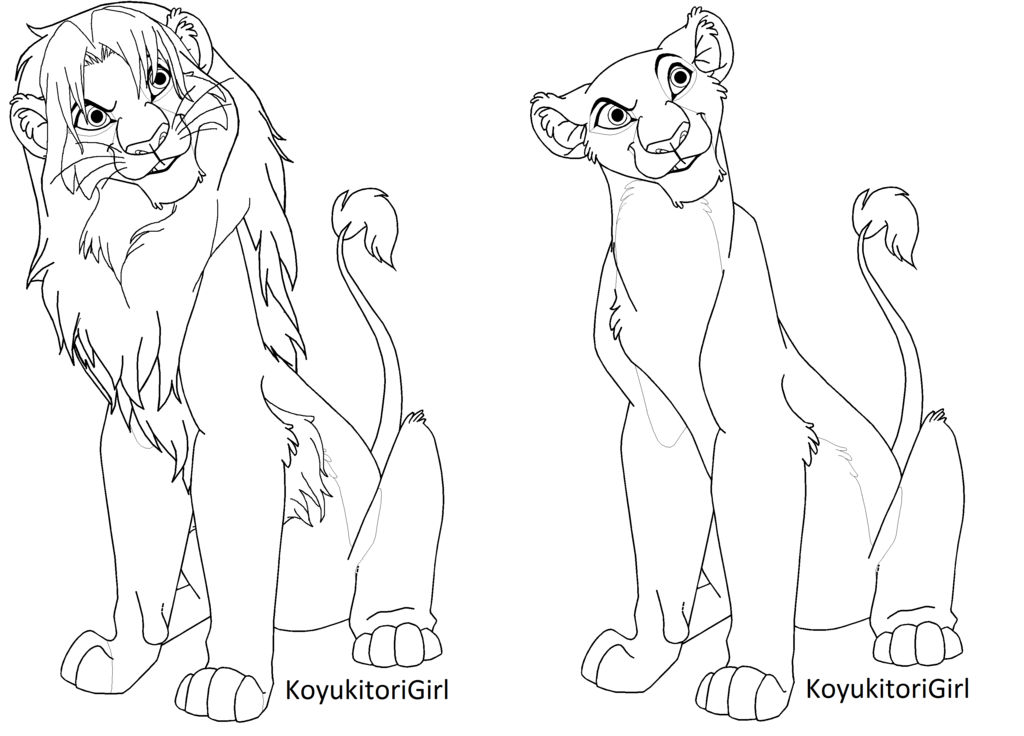 1024x736 Free Lion And Lioness Line Art By Koyukitorigirl