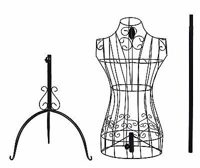 400x335 Vintage Metal Female Mannequin Black Iron Torso Store Display