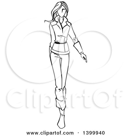 450x470 Clipart Of A Sketched Blond Faceless Woman Modeling A Red Dress
