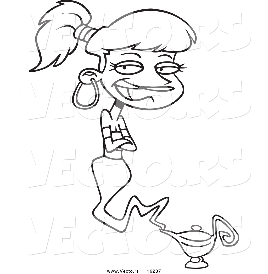 1024x1044 Vector Of A Cartoon Female Genie Emerging From A Lamp