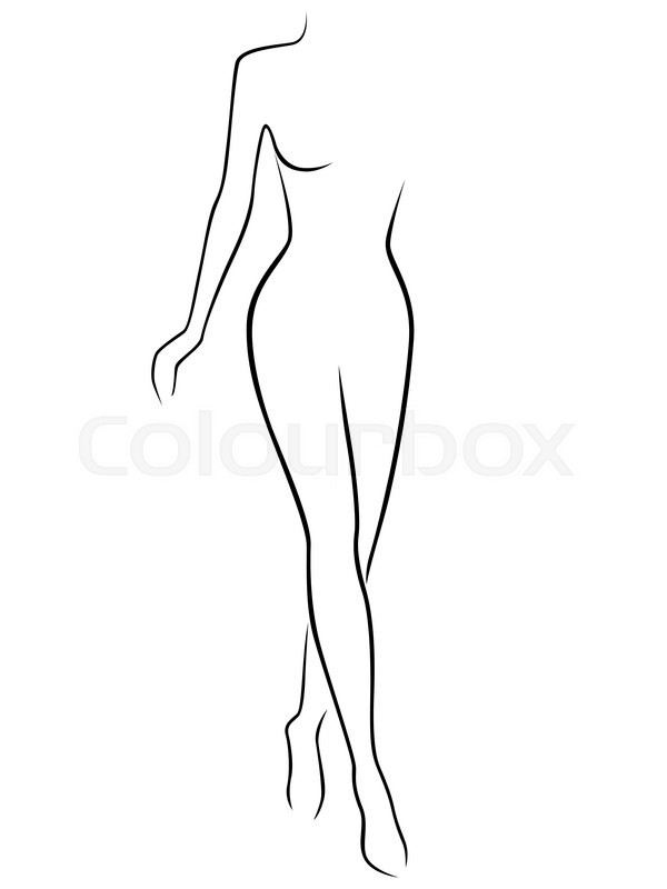 600x800 Abstract Slender Woman Stepping By Assured Gait, Hand Drawing
