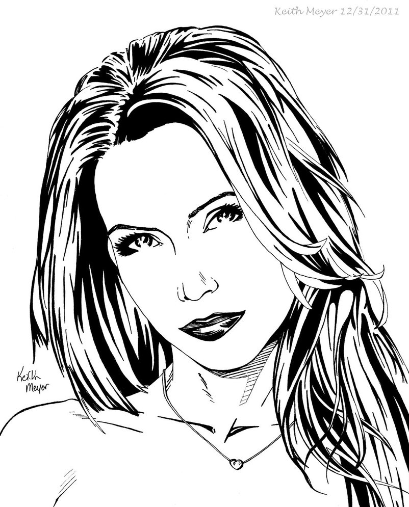 802x995 Female Portrait 05 (Ink) By Keithmeyerart