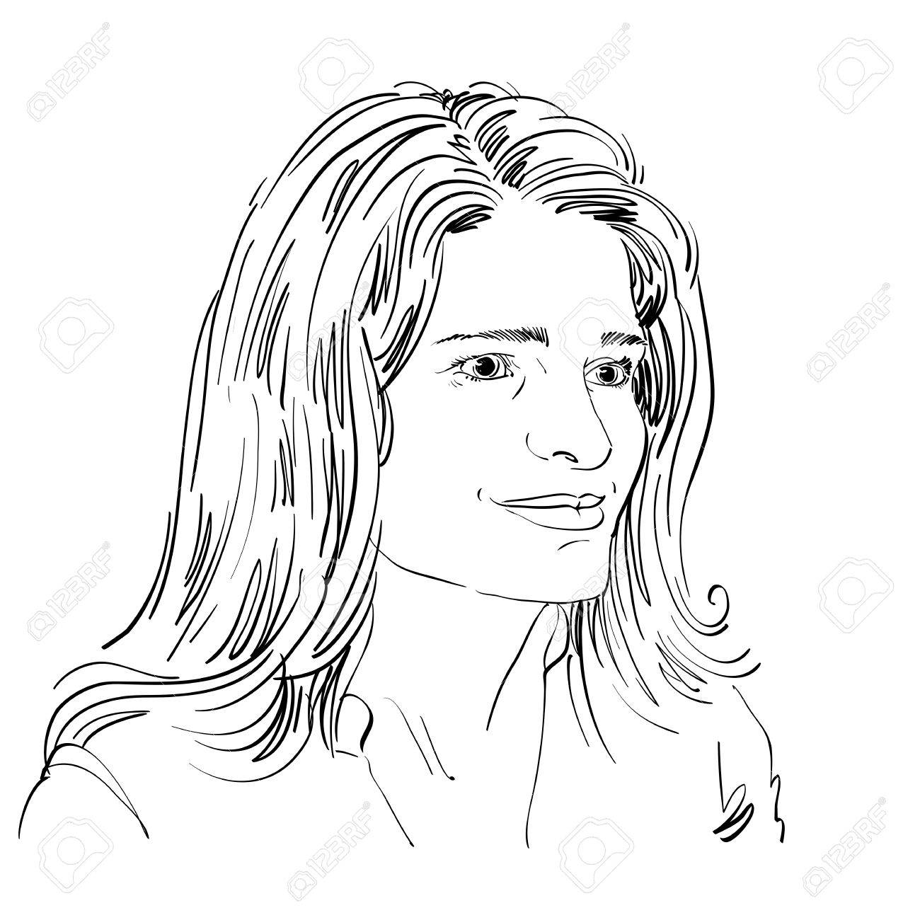 1300x1300 Hand Drawn Portrait Of White Skin Romantic Tender Caucasian Woman