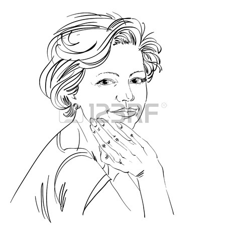 450x450 Vector Drawing Of Confident Elegant Woman With Stylish Haircut