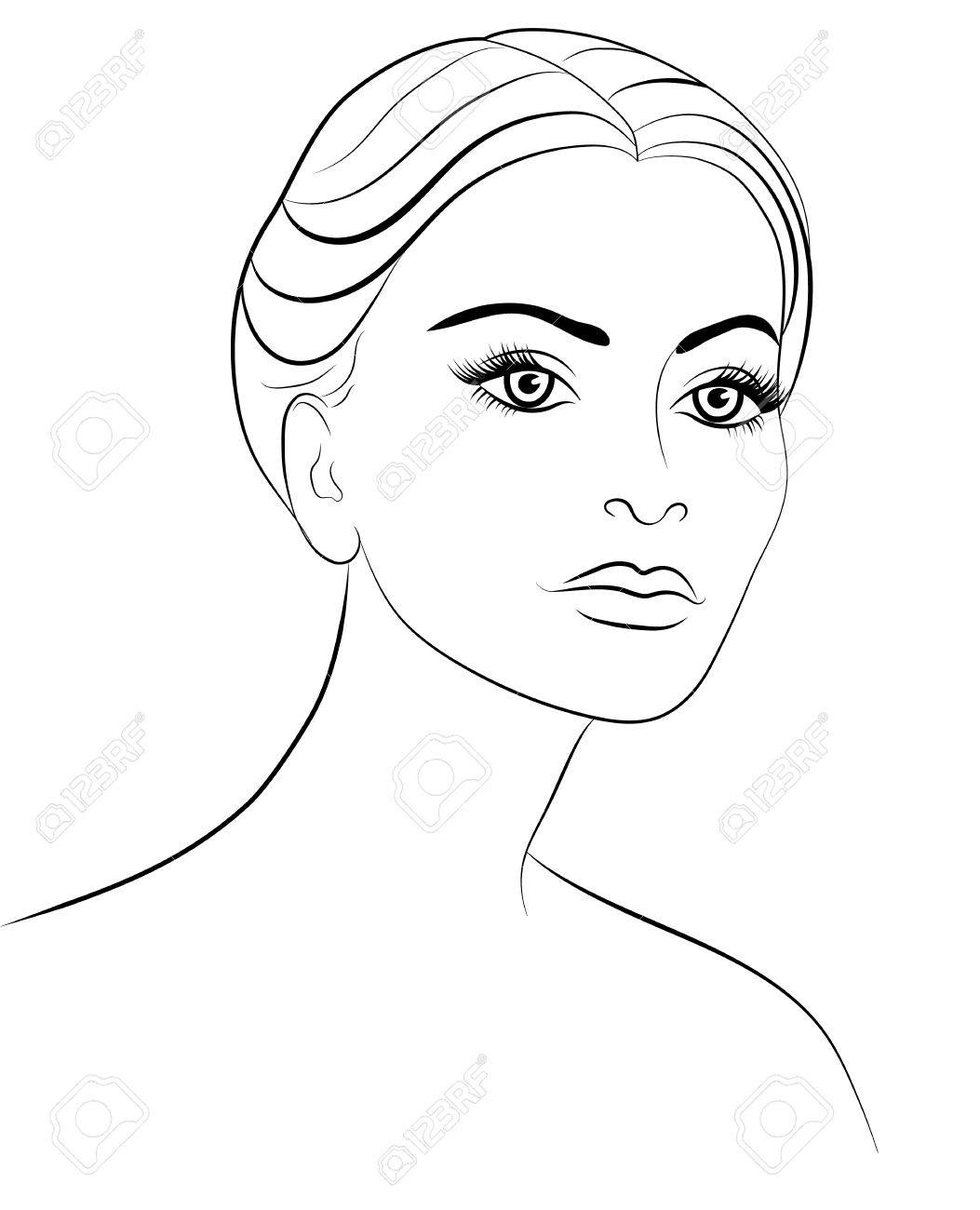 1053x1300 Contour Drawing Of A Woman On A White Background Royalty Free