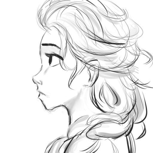 512x512 Elsa Sketch From Frozen By Rougethebat7968