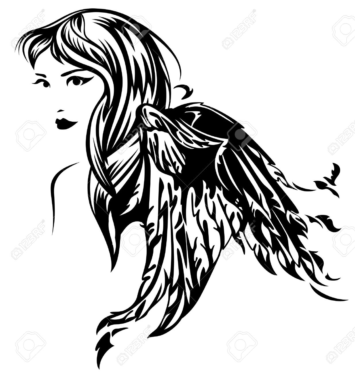 1235x1300 Beautiful Angel Girl Illustration
