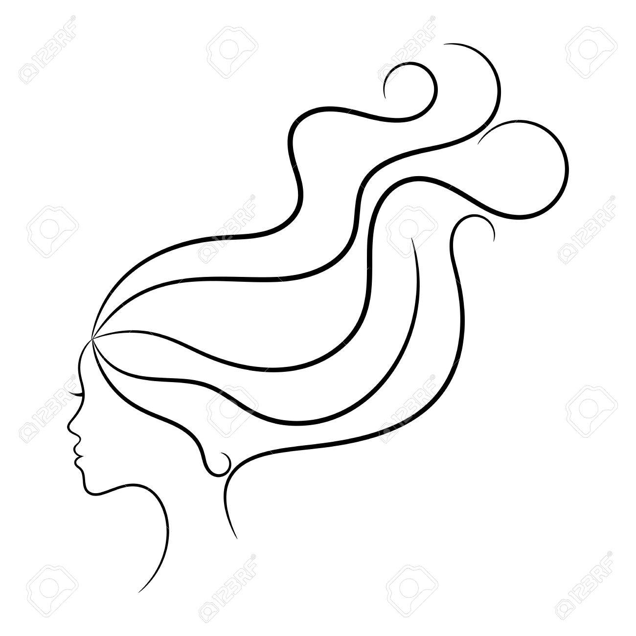 1300x1300 Contour Spa And Hair Sketch With Female Profile Royalty Free