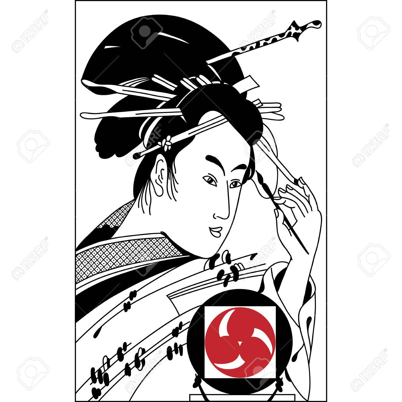 1300x1300 Hand Drawn Samurai Illustration. Vintage Hand Draw Art. Set
