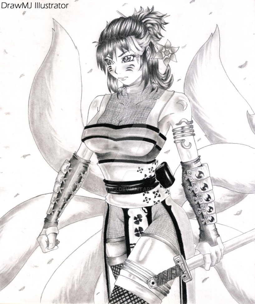 818x977 Yokai Samurai Girl By Drawmj