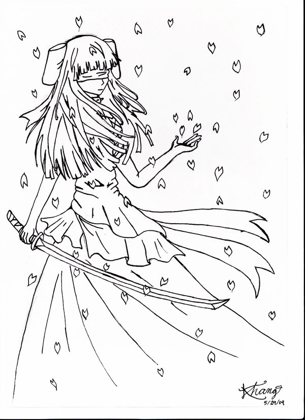 600x824 Blind Female Samurai By Kimkibumlover