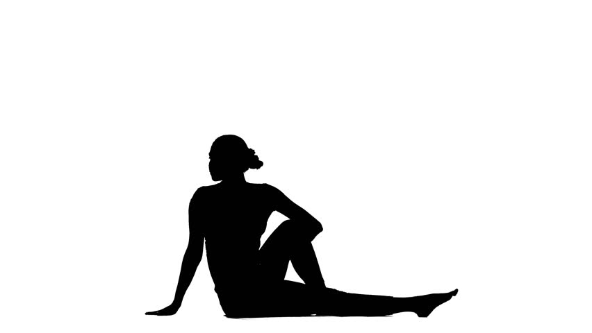 852x480 Silhouette Young Engineer Woman Reading Technical Drawings. Stock