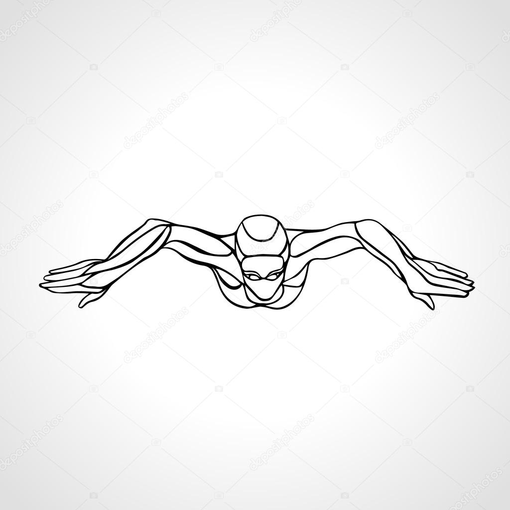1024x1024 Breaststroke Swimmer Female Outline Silhouette. Sport Swimming