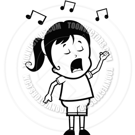 460x460 Girl Singing (Black And White Line Art) By Cory Thoman Toon