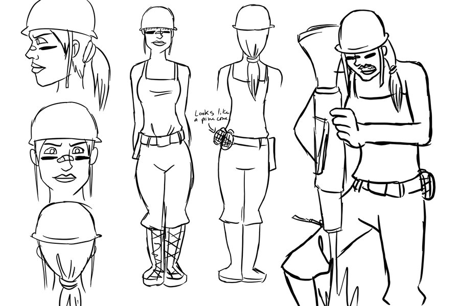 900x600 Female Soldier Sketch By Py Bun