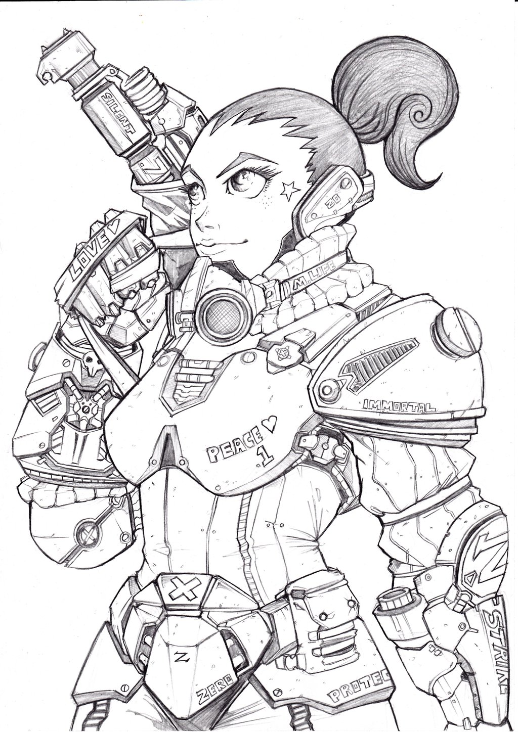 1024x1448 Female Soldier By Zoday