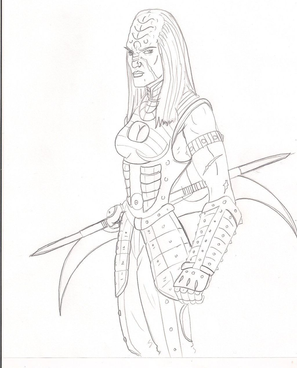 1024x1271 Klingon Female Warrior Pencil Sketch By Jeremia Cline