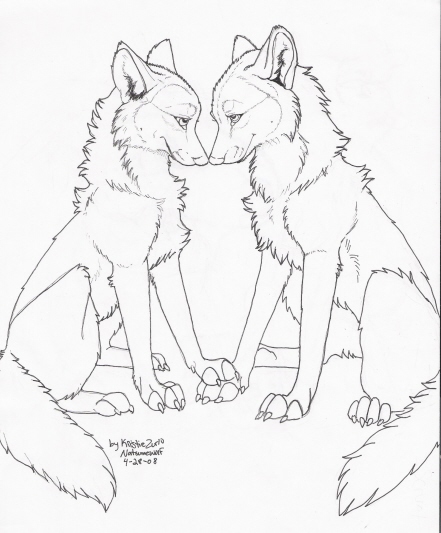441x533 Free (To Colorly) Wolf Love Lineart By Natsumewolf