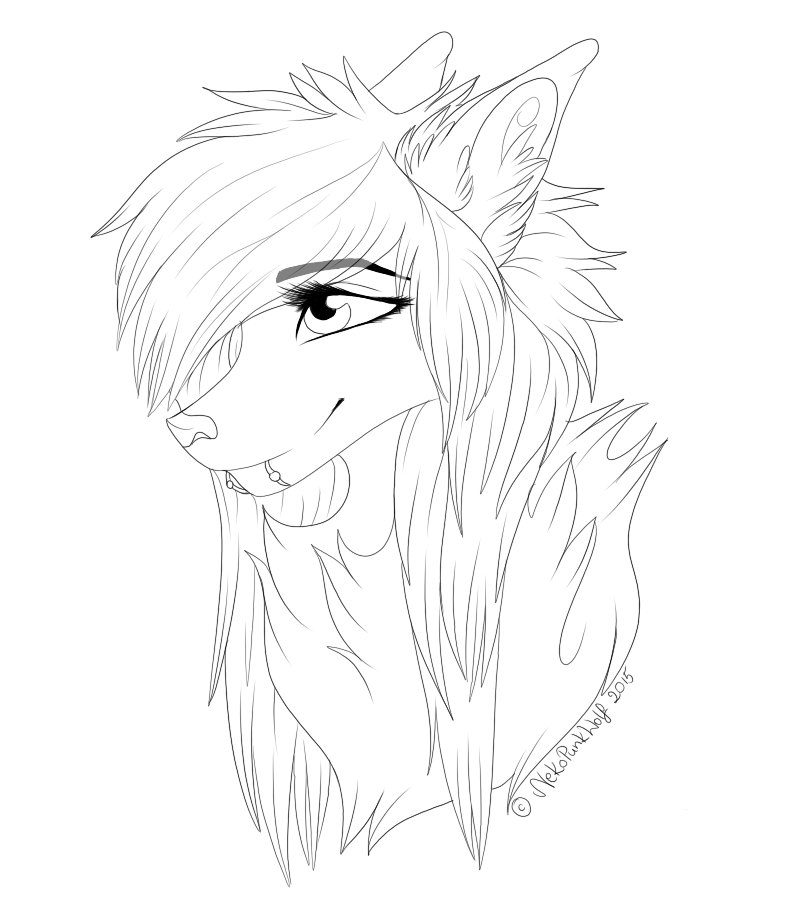 785x920 Scene Wolf Female Headshot Lineart. Free To Use. By Nekopunkwolf