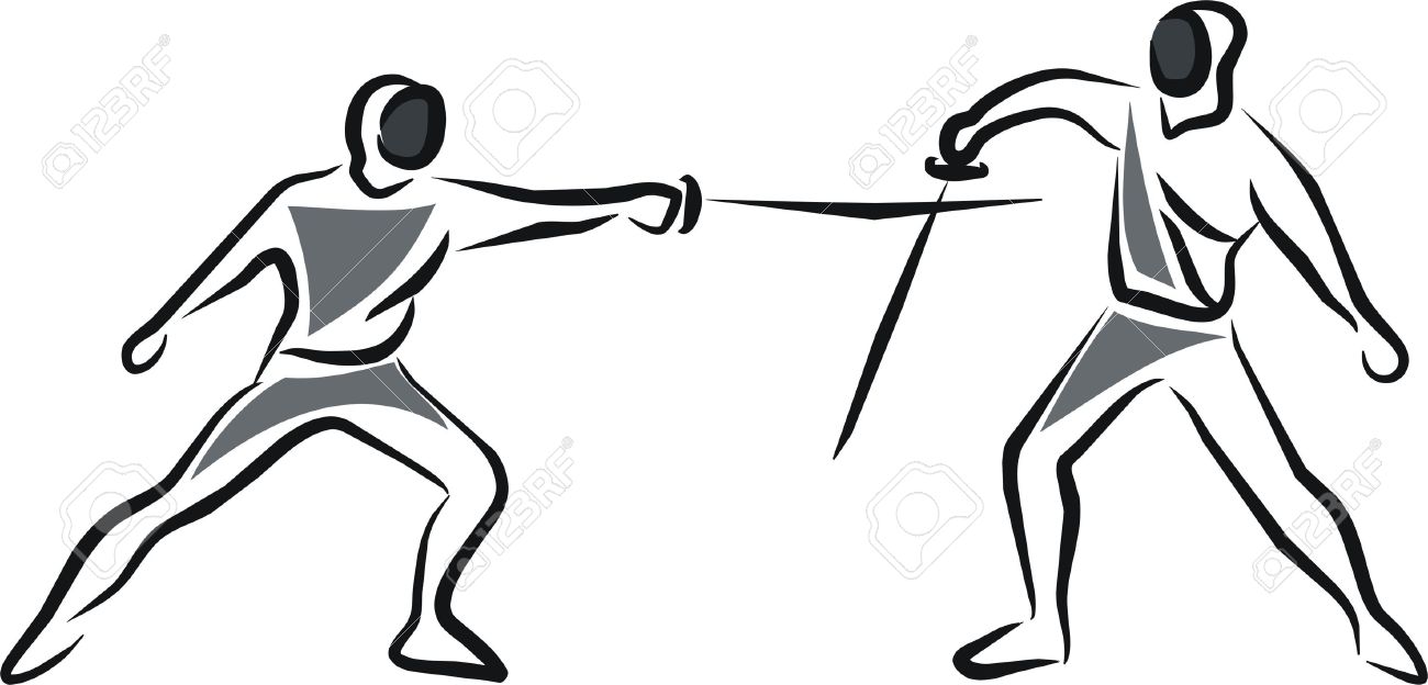 1300x624 Two Athletes In A Fencing Match Royalty Free Cliparts, Vectors