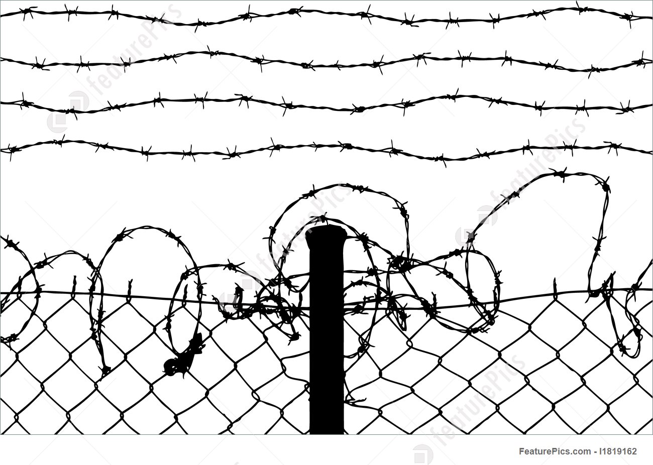 1300x926 Wired Fence With Barbed Wires Illustration