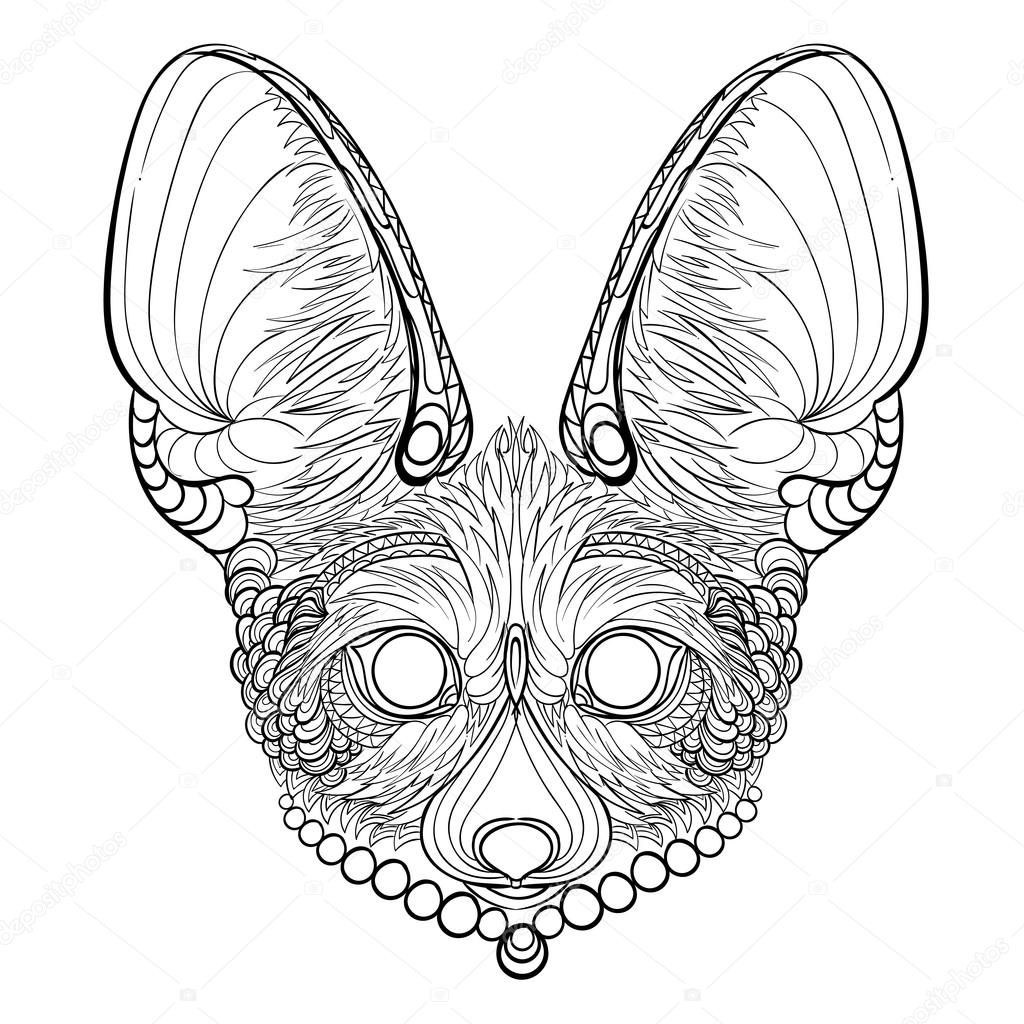 1024x1024 Hand Drawn Ink Pattern. Coloring Book Coloring For Adult Fennec