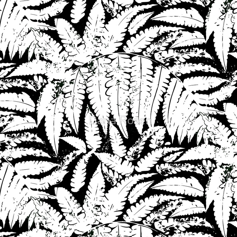 800x800 Tropical Print In Black And White With Fern Leaves Spiral