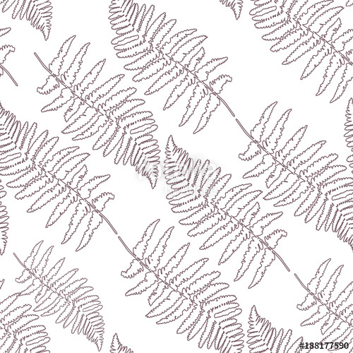 500x500 Fern Leaves Botanical Vector Seamless Pattern. Hand Drawn