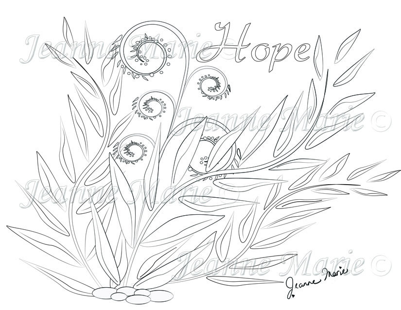 825x638 Hope Ferns Fantasy Coloring Page Adult Coloring Page Coloring