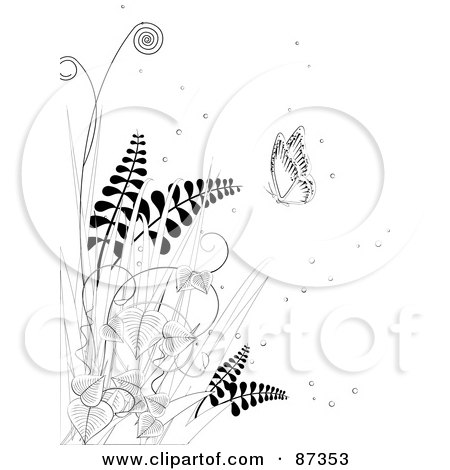 450x470 Clipart Of A Green Fern Branch 2